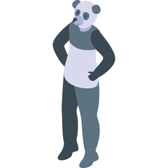 Pixelated Panda Character Standing With Hands On Hips On A Transparent Background In A Stylized Isometric View © Hh