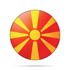 Obraz premium Glass light ball with flag of Macedonia. Round sphere, template icon. Macedonian national symbol. Glossy realistic ball, 3D abstract vector illustration. Big bubble.