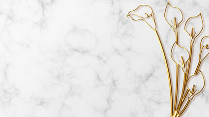 gold flower and marble background