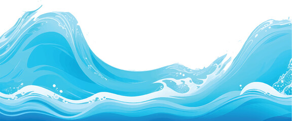 Soft flowing blue ocean water wave curve design vector illustration backdrop