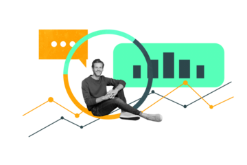 Creative sketch collage of happy businessman analyst sit graph development chart statistics arrow career growth concept diagram