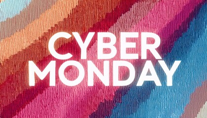 Cyber monday sign over colorful rainbow stripes background