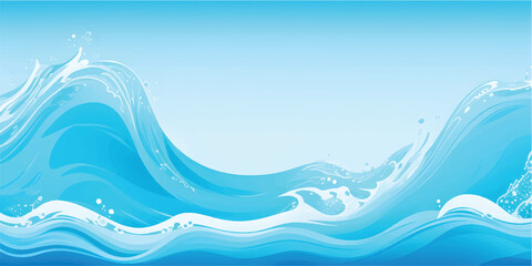 Abstract blue ocean wave vector illustration with curved lines and light background pattern