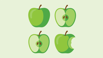 Fresh green apple illustrations perfect for healthy eating campaigns and vibrant designs