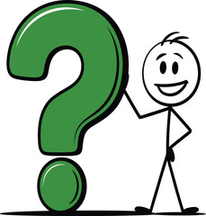 Seeking answers conceptual question mark cartoon character presents solution opportunities