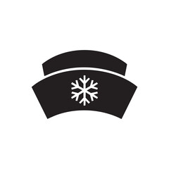 Minimal vector icon of a nurse hat with Christmas snowflake, low detail, white background, clean smooth vector design.