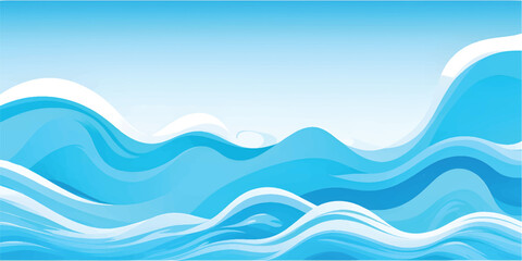 Digital art illustration of flowing blue ocean waves and sea water backgrounds