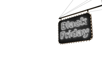 Cartel Black Friday ne&oacute;n blanco alfa.