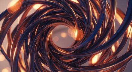 Metallic Strands Spiral Into a Vortex With Warm Illumination