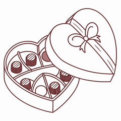 Minimalistic Heart-Shaped Chocolate Box Icon