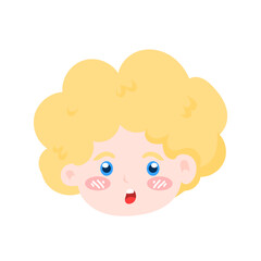 Angelic child emoticon pack featuring a wide range of emotions and curly blonde hair