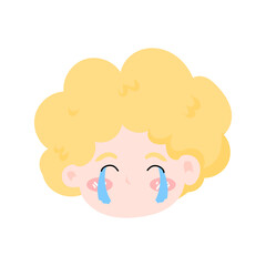Angelic child emoticon pack featuring a wide range of emotions and curly blonde hair