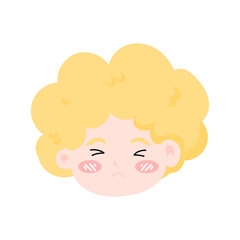 Angelic child emoticon pack featuring a wide range of emotions and curly blonde hair