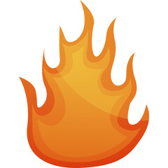 Orange and Yellow Fire Flame Icon with Cartoon Style and Transparent Background Ideal for Digital Graphics and Design Projects