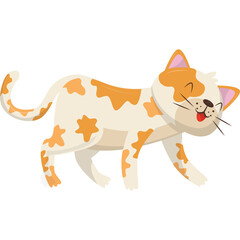 Orange and White Tabby Cat Walking Happily with a Transparent Background Featuring a Playful Expression and Whiskers