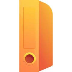 Orange Binder Folder With Circular Hole For Organization And Storage On Transparent Background Minimalist Design