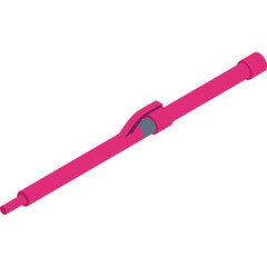 Pink and Gray Industrial Metal Pipe Connector with Cylindrical Ends on a White Background