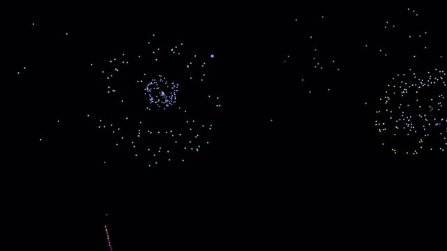 4K Exploding fireworks with fiery flames on green screen background for overlay use