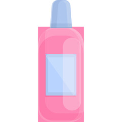 Pink Lotion Bottle With Blue Cap And Label Square Sticker On White Background Isolated Product Representation