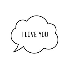 I love you quote in black speech bubble icon for romantic message design