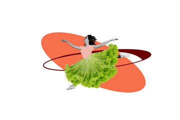 Template sketch image composite artwork collage of chef meal tasty cooking diet young woman...