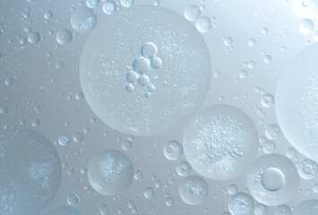 Abstract blue water oil bubbles background