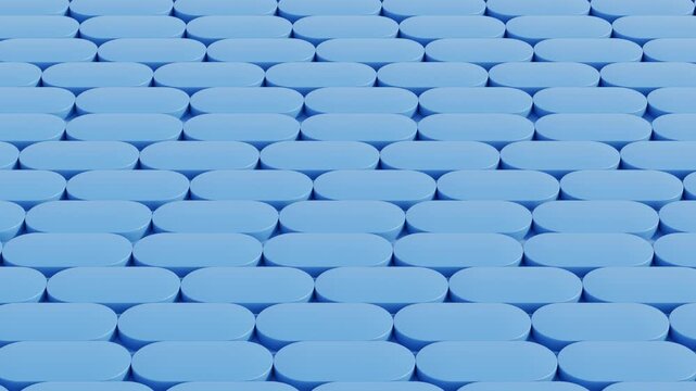 Blue Monochrome 3D Abstract Background Featuring Elongated Flat Shapes with Rounded Corners Arranged in Clean Rows &ndash; Seamless Loop Minimal Animation for Digital Media, Presentations and Modern Visual 