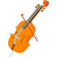 Fototapeta premium Orange Cello With Bow On Transparent Background Vector Art