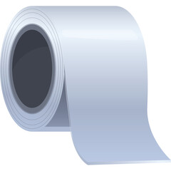Roll of White Paper Towel or Toilet Paper with Grey Core and Smooth Texture Isolated on Transparent Background