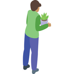 young man holding a plant