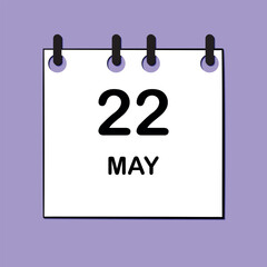 May 22. Daily Calendar icon for design. Simple design for business brochure, flyer, print media, advertisement. Easily editable.