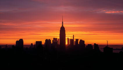 Captivating New York City Skyline During Sunset Glow