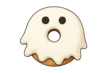 Halloween ghost donut with white icing illustration