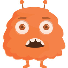 Orange Fluffy Monster With Big Eyes And Open Mouth Transparent Background
