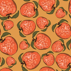 Blooming poppy. Seamless floral pattern based on hand drawn art ornaments. Colorful flowers on color background. Vector illustration. Simple pattern for fabric, textile.