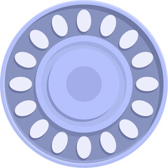 Round Blue Birth Control Pill Organizer With 14 Compartments For Daily Medication And Healthcare Access On A Transparent Background