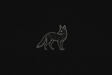 minimalist white fox drawing on black background elegant wildlife illustration with clean lines and artistic contrast