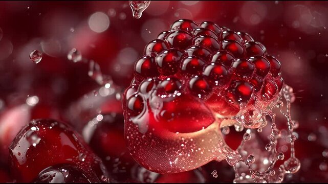 4K Slow-Motion Macro of Pomegranate Aril Splash - VFX Stock Footage