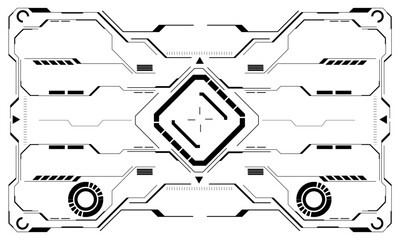 HUD sci-fi interface screen view black circular geometric design virtual futuristic technology creative display on white vector