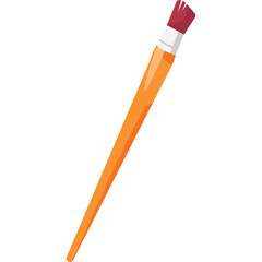 Orange Paintbrush with Red Bristles Isolated on Transparent Background for Art and Craft Projects