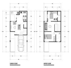 Black and White floor plan of a modern unfurnished house for your design. Suburban house vector blueprint. Architectural background.