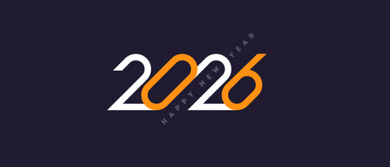 2026 new year logo. Greeting design with number of year. Vector illustration for greeting card, invitation, calendar, etc