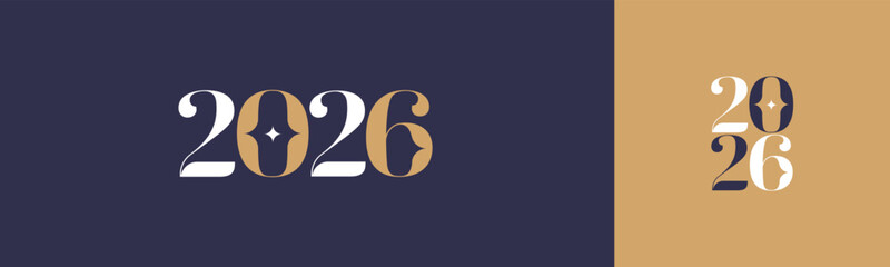 2026 new year logo. Greeting design with number of year. Vector illustration for greeting card, invitation, calendar, etc