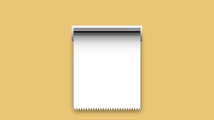 A printed receipt appears from the machine. An empty receipt template. 4k - Powered by Adobe