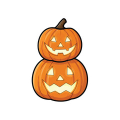 Outline Icon: Stack of Pumpkins with Owl on Top for Autumn Wildlife and Nature Graphic