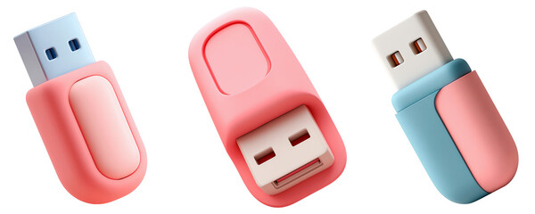 Modern Pastel 3d Usb Flash Drives Set for Data Storage