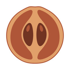 Cross section of a ripe fruit showing seeds and fleshy pulp