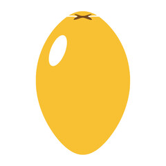 Bright yellow coconut fruit with a smooth texture and white mark