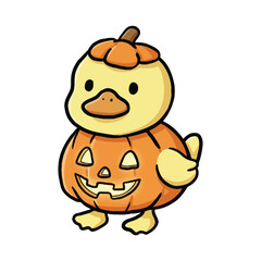 Outline Icon: Cute Duck Character in Yellow for Children's Fun and Animal Graphic Design