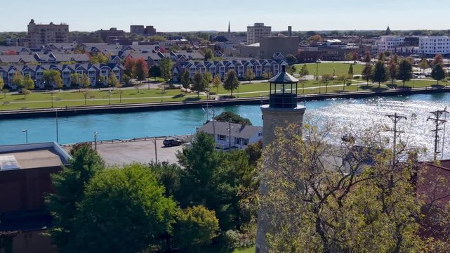 kenosha wisconsin aerial of lighthouse